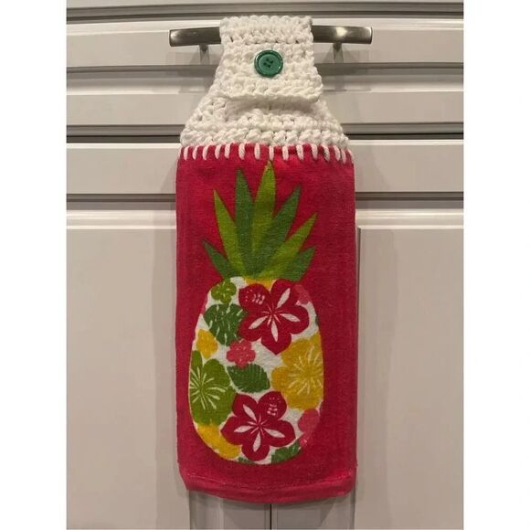 Crochet Top Kitchen Towel- Big Pineapple - Picture 1 of 3